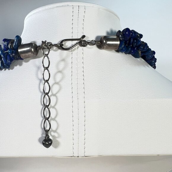 Vtg Jay King Mind Find DTR Lapis Lazuli 3-Strand 18" +3" 925 Clasp Necklace OOAK - Picture 3 of 7